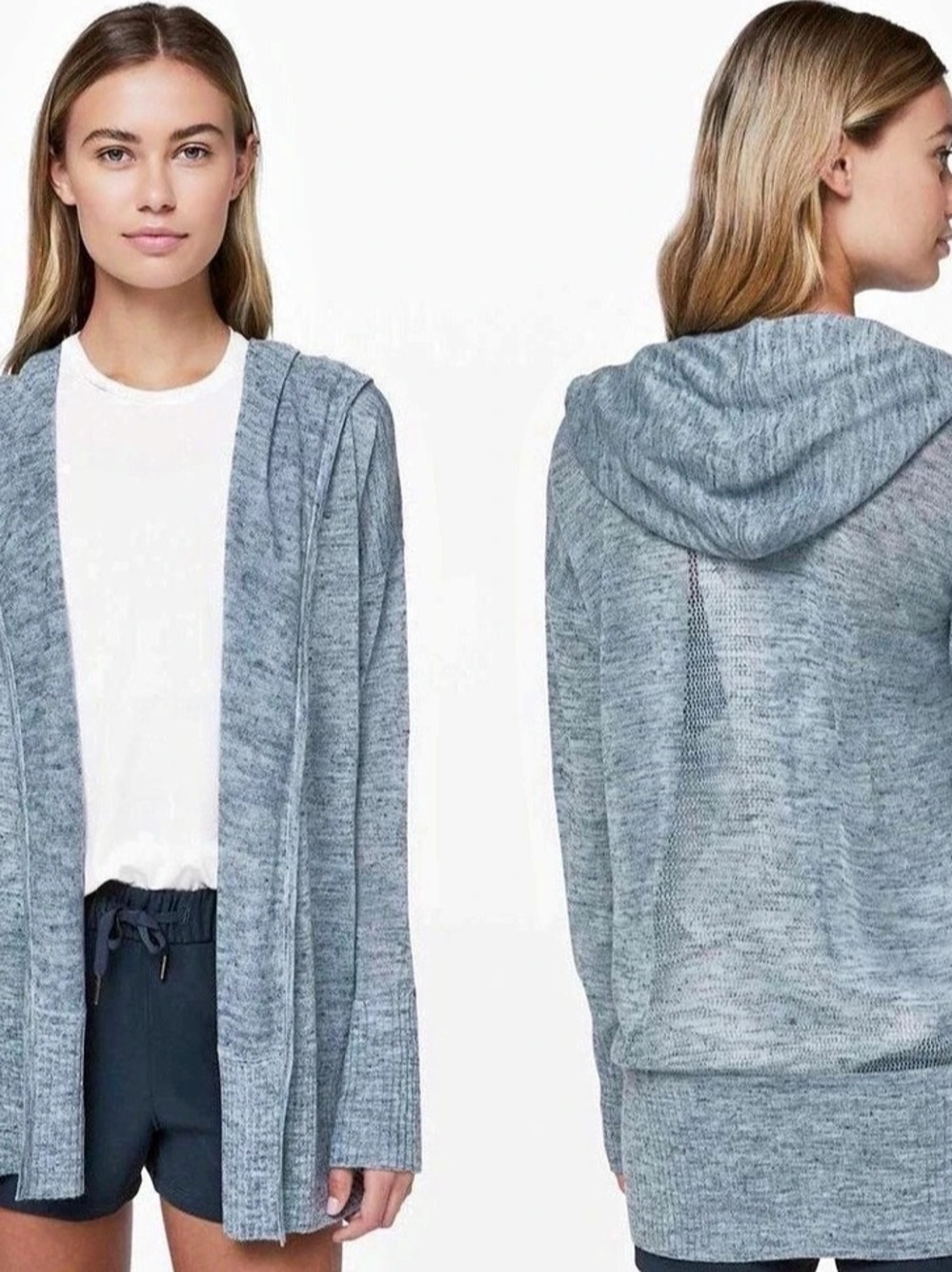 lululemon Calm and Collected Wrap Blue Hooded Cardigan (B8)